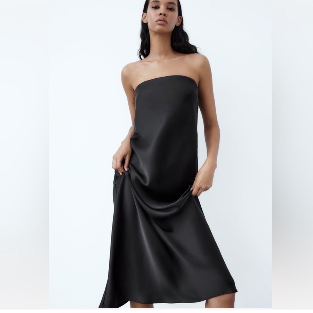 Zara black satin dress